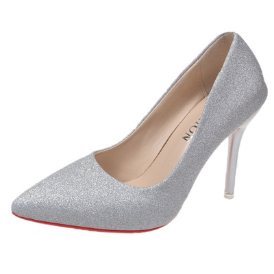 Sequined High Heels European And American Plus Size Pointed Stiletto Heel