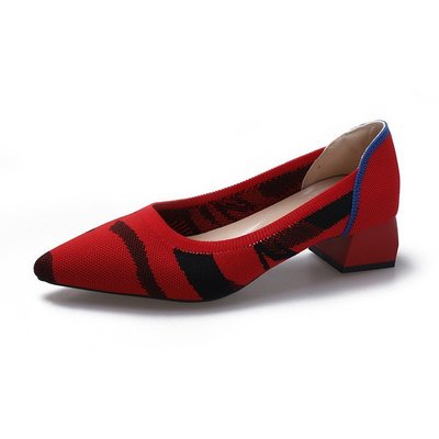 Woven Women's Shoes Autumn Shoes New Shallow Mouth Korean Shoes Mid-low Thick Heel