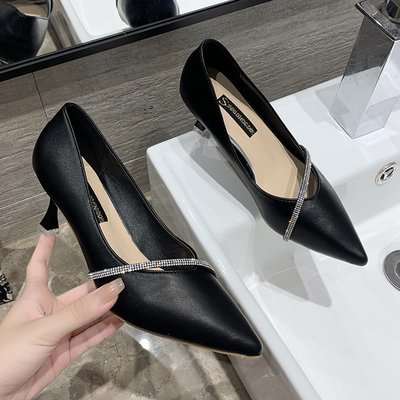 Soft Leather High-heeled Stiletto Sexy French Girl Pointed Toe Commuter Work Shoes