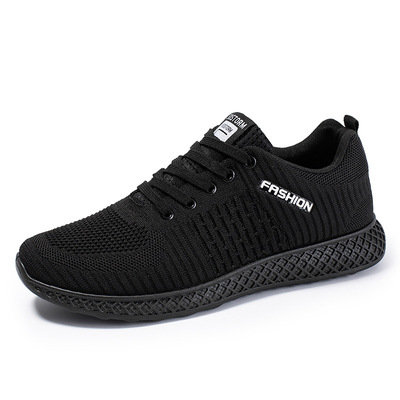 Flying Woven Breathable Mesh Round Toe Men's Low-top Sneakers