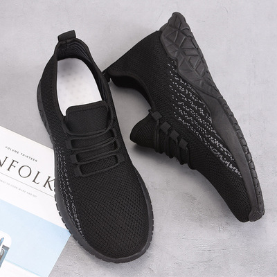 Breathable Sneakers Fashion Korean Style Flying Woven Korean Style Men's Mesh Casual