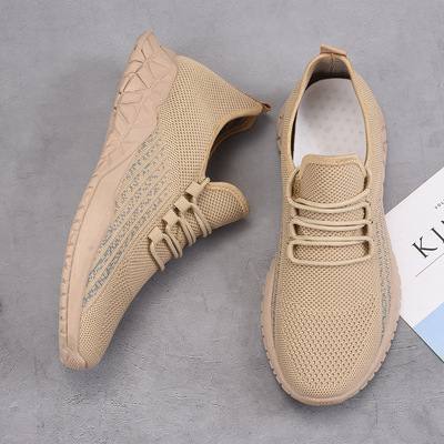 Breathable Sneakers Fashion Korean Style Flying Woven Korean Style Men's Mesh Casual
