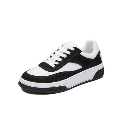 Black And White Panda Shoes 2021 New Round Toe All-match Casual Shoes With Thick Soles