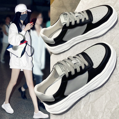 Dissolving Thick-soled Big White Shoes Leather Old Sports Casual White Shoes