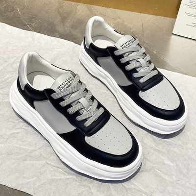 Dissolving Thick-soled Big White Shoes Leather Old Sports Casual White Shoes
