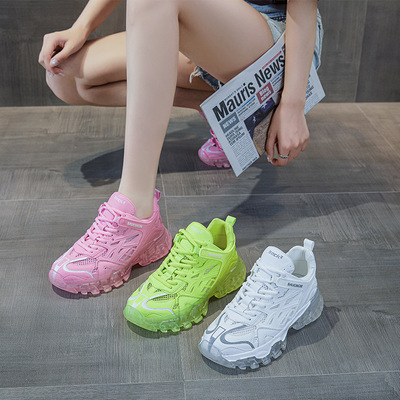 New Saga Transparent Thick-soled European Station Breathable Mesh Sneakers