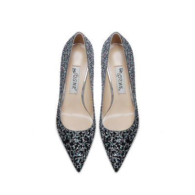 Sequin Dress Shoes Red High Heels Stiletto Wedding Shoes