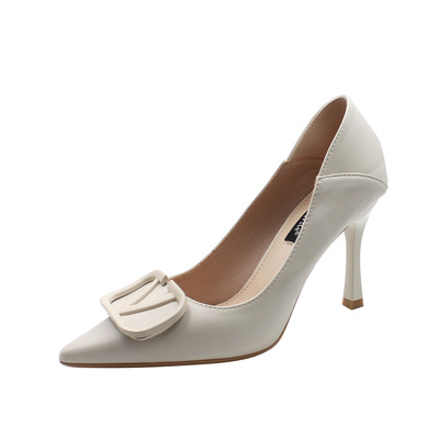 Temperament High Heels Stiletto Pointed Mid-heel Professional Work Shoes