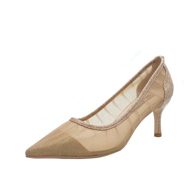 High-heel Wedding Shoes Women's Stiletto Sequined Shallow Mesh Pointed Toe Shoes