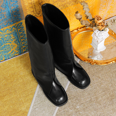 High Trousers Boots Retro Square Toe But Knee Long Knight Boots