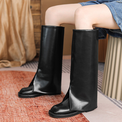 High Trousers Boots Retro Square Toe But Knee Long Knight Boots