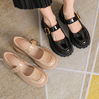 Japanese College Style Thick Heel With Skirt And Small Leather Shoes