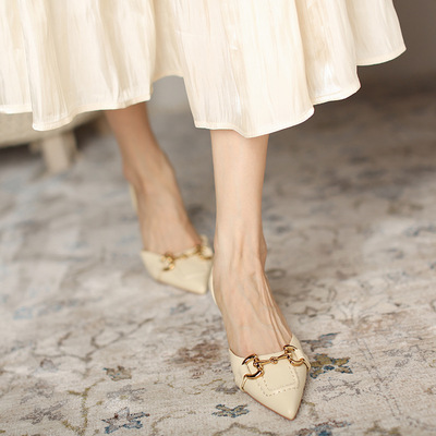 Niche French Roman Bit Hollow High Heels Stiletto Mid-heel Occupation