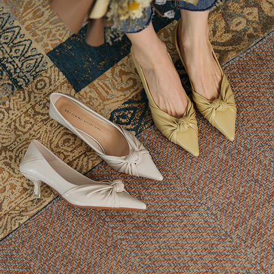 Twisted Pointed High Heels, French Temperament, Two-wear Can Be Stepped On The Heel