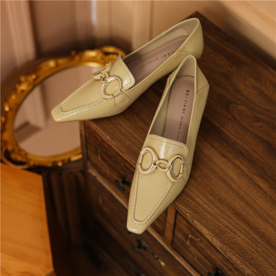 Thick Heel Retro Temperament Single Shoes Can Be Stepped On With Two Metal Buckles