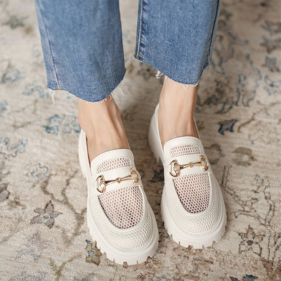 Mesh Hollow Platform Platform Platform With College Style Casual Loafers