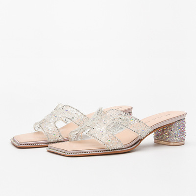 The New Net Red Rhinestone Fairy Wind Wear High-heeled Sandals And Slippers