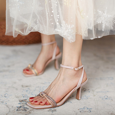 Rhinestone Word With Fairy Style French Sandals Net Celebrity Temperament