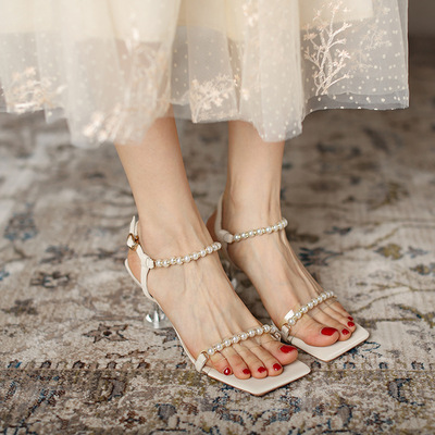 Pearl Sandals Stiletto Summer Korean Student Fairy Roman Shoes