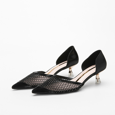 Hollow Mesh High-heeled Shoes With Pointed Stiletto Sexy And Breathable