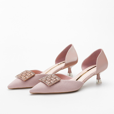 Square Buckle High Heels Pointed Stiletto Heel Hollow