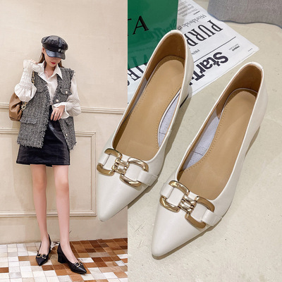 Fashion Shallow Mouth New Pointed Thick Heel Casual High Heel