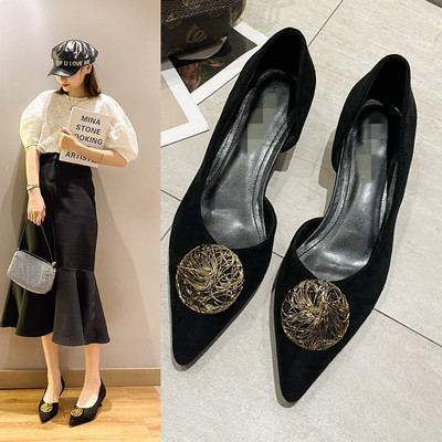 Fashion Pointed Suede High Heels New Mid-heel Occupation