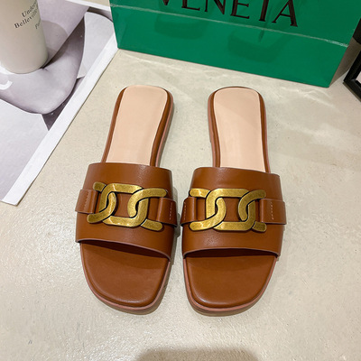 Beach Slippers New Style Outer Wear Flip-flops Korean Style Flat Bottom Casual