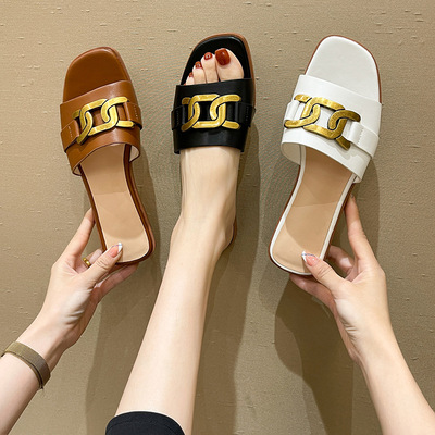 Beach Slippers New Style Outer Wear Flip-flops Korean Style Flat Bottom Casual