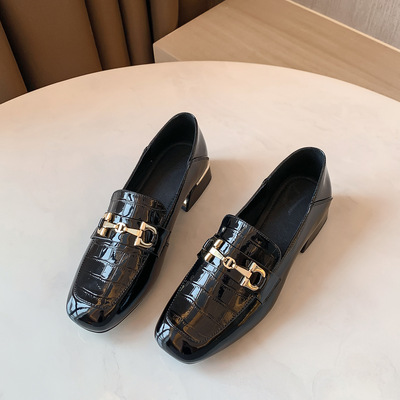 Loafer Shoes Autumn New First Layer Cowhide Single Shoes Casual Women's Shoes