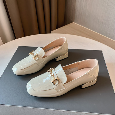 Loafer Shoes Autumn New First Layer Cowhide Single Shoes Casual Women's Shoes
