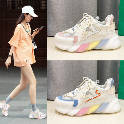 Thin Mesh Old Shoes Korean Version Of The Rainbow Bottom Sports Casual Breathable Women's Shoes