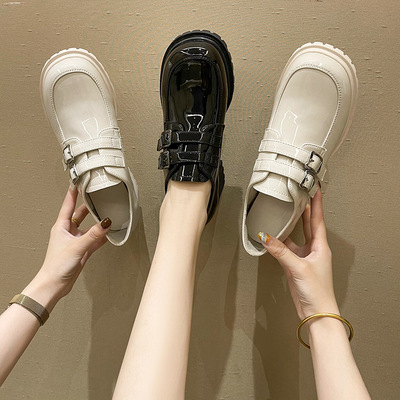 New Thick-heeled High-heeled British Style Breathable Small Leather Shoes All-match