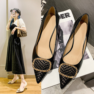 New Shallow Oral Layer Cowhide High Heels Women's European Fashion
