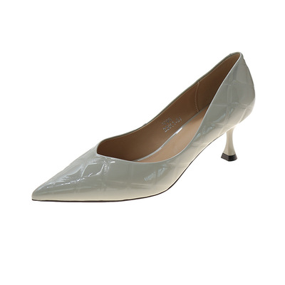Mirror Cowhide High Heels Spring New Shallow Mouth Pointed Fashion
