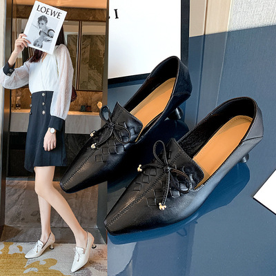 The New First Layer Cowhide High Heels European And American British Style Fashion