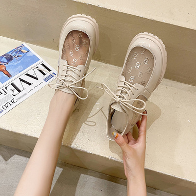 The New Thick-heeled High-heeled British Style Mesh Breathable Hollow Small Leather Shoes All-match