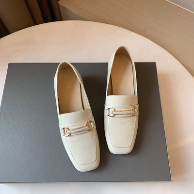 Mirror Top Layer Cowhide Thick-heel Loafers Summer New Style Patent Leather British Style