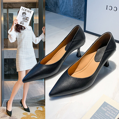 Spring New Solid Color Professional Commuter Women's Leather Shoes