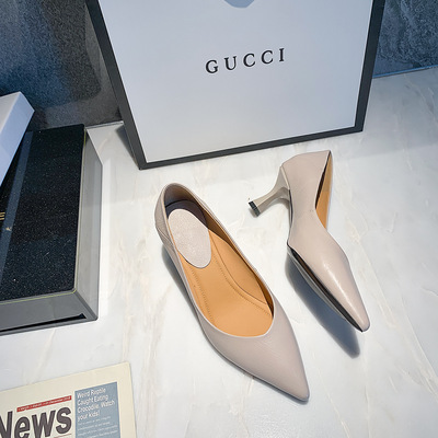 Spring New Solid Color Professional Commuter Women's Leather Shoes