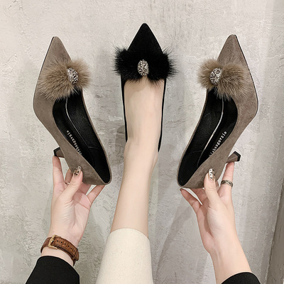 Stiletto Low-top Solid Color Daily Khaki Pointed Toe Women's High Heels