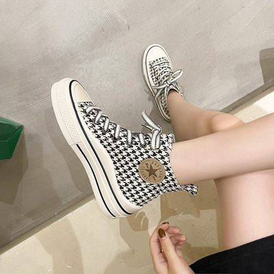High-top Canvas Shoes New Thick-soled Student Breathable Casual Fashion Sneakers