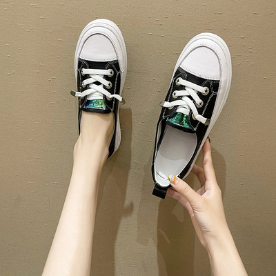 Cowhide Shallow Mouth Small White Shoes New Leather Flat Bottom Student Casual
