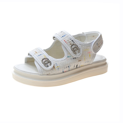 Small Fragrance Sandals European And American Summer New Style Velcro Flat Casual