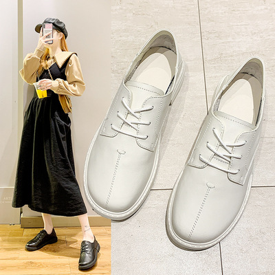 Top Layer Cowhide Loafers, New Round Toe Straps, Flat Bottom, Breathable