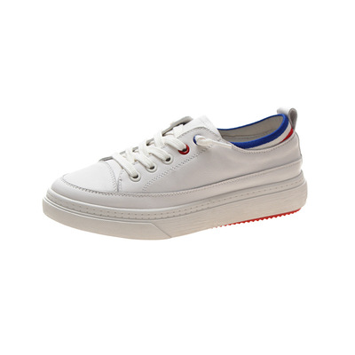 New Style Leather White Shoes Women Korean Style Round Toe Flat Casual