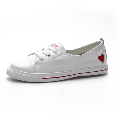 Small White Shoes New Round Toe Flat Bottom Casual Leather