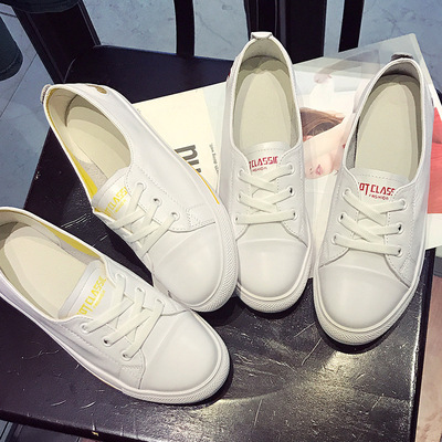Small White Shoes New Round Toe Flat Bottom Casual Leather
