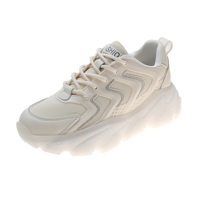 Daddy Shoes New Thick-soled Round Toe Lace-up Sports Casual Women's Shoes