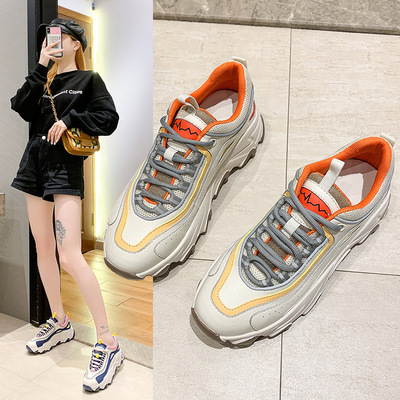 Daddy Shoes Spring New Korean Style Color Matching Casual Platform Women's Shoes